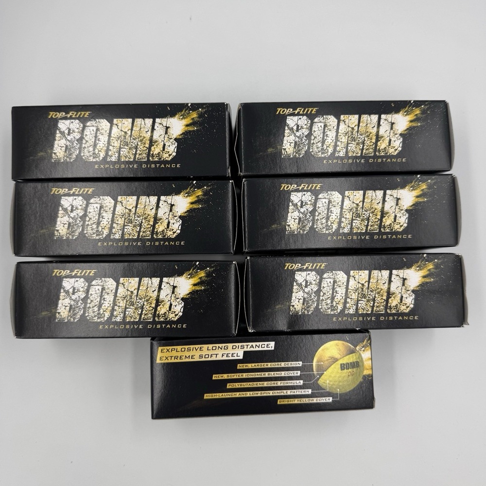 Top Flite BOMB Explosive Distance 18 Golf Balls 6 Packs of 3 Yellow